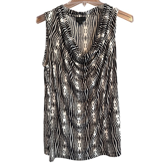 Worthington Tops - Worthington Womens Sleeveless Cowl Neck Top Size L Black White Zebra Print